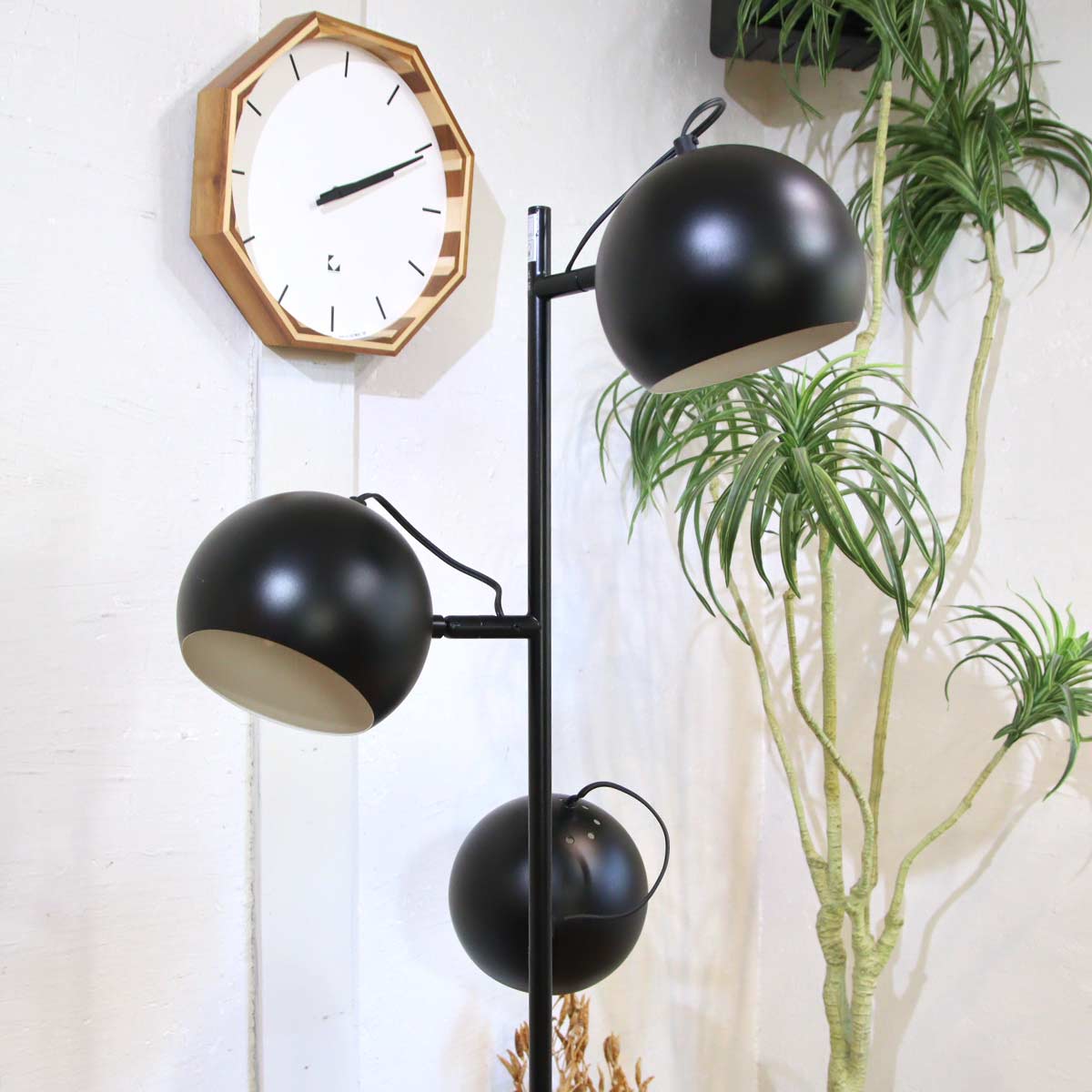 ディクラッセ / DI CLASSE フロアライト 3灯 ブラック 中古 スタンド