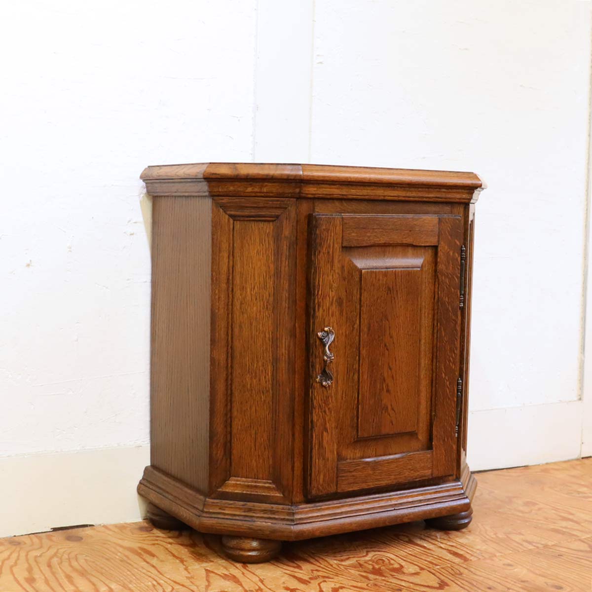 オーク材 ミニキャビネット 棚 コンソール アンティーク風 中古 木