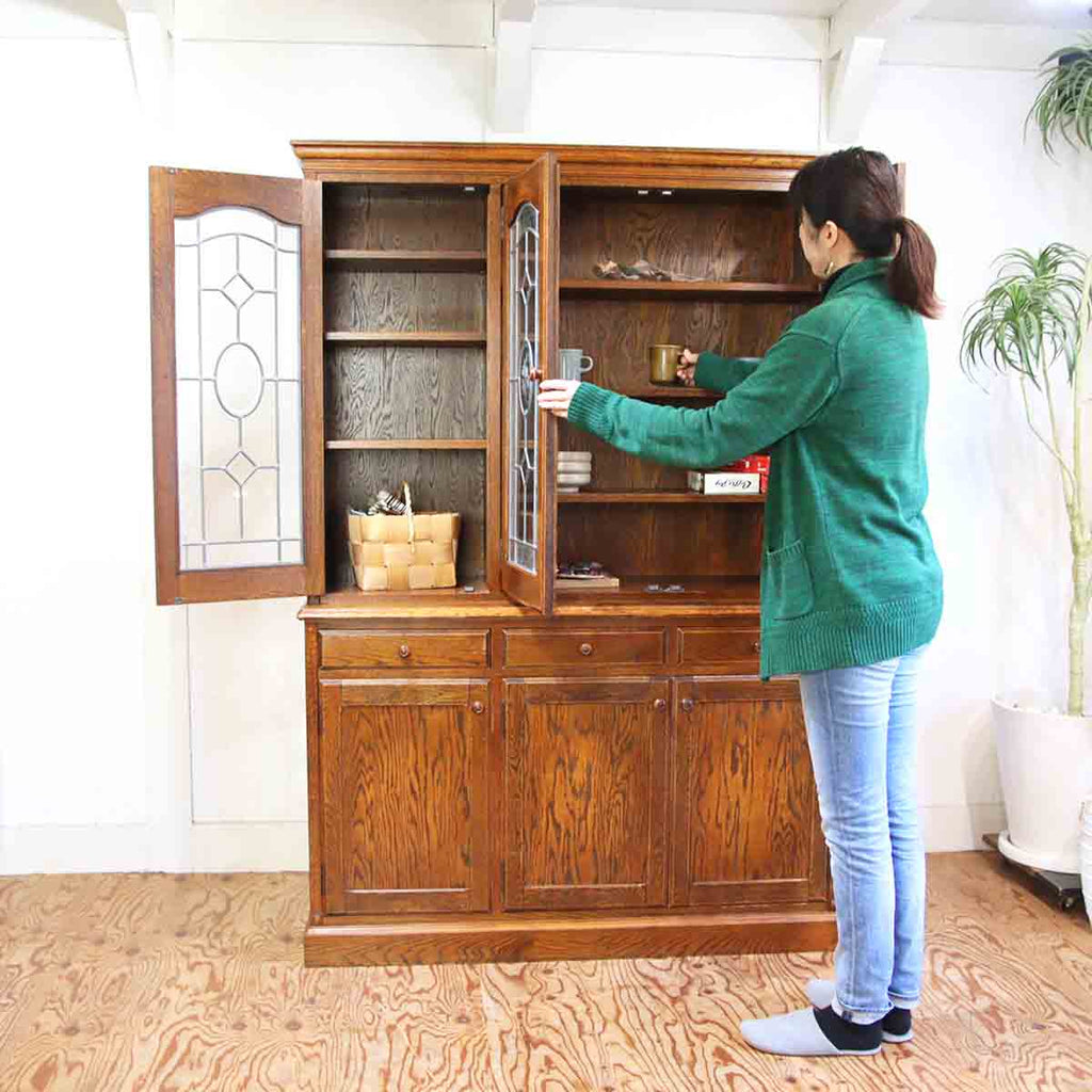 三越家具 三越ブルージュ オーク材 ガラスキャビネットカントリー