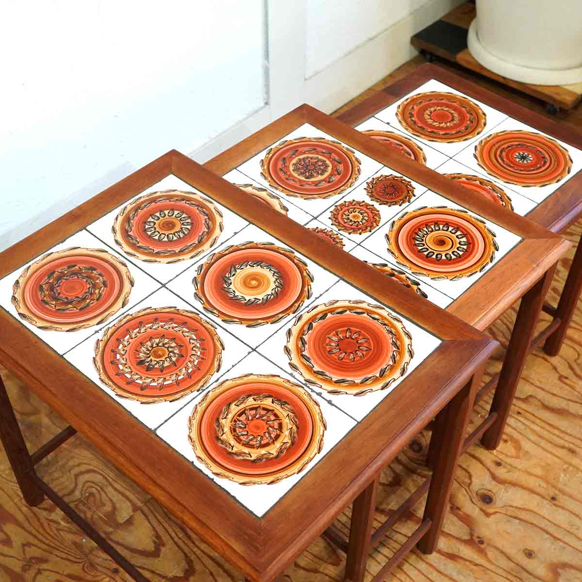 Ran デンマーク タイルトップ チーク サイドテーブル 北欧家具 Ran