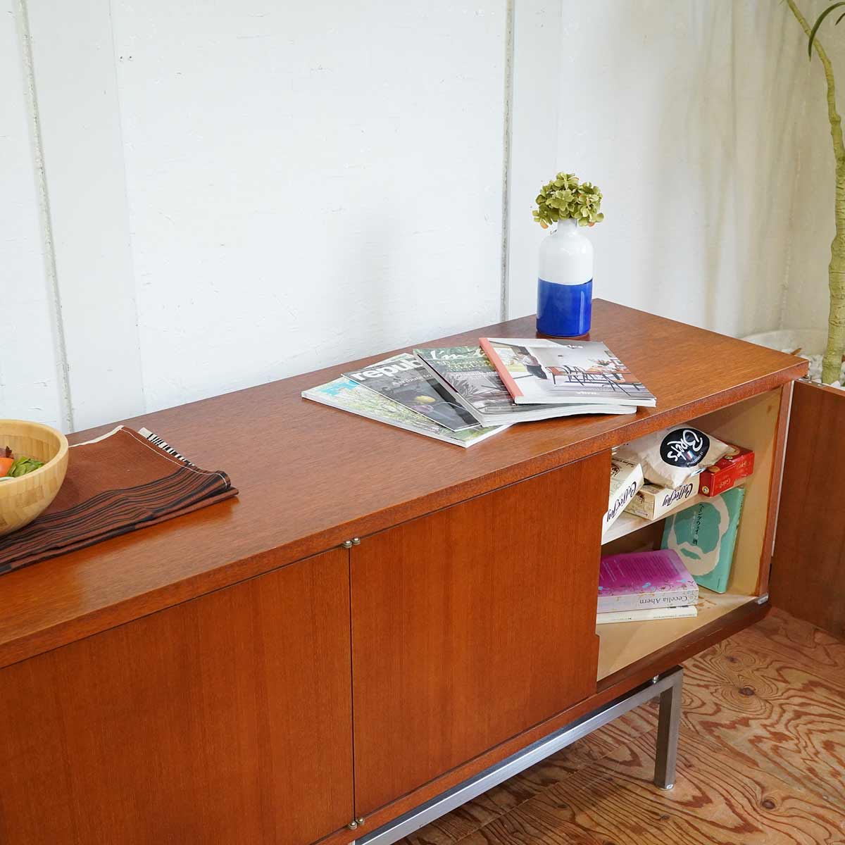 サイドボード キャビネット チーク材 ジャパン ヴィンテージ 棚 中古