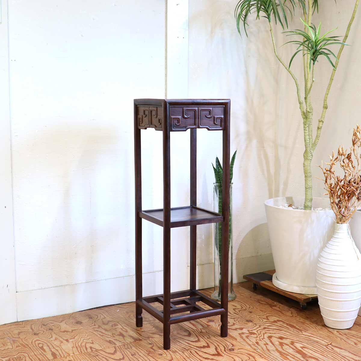 花台 飾り台 フラワースタンド 紫檀 中国 アンティーク レトロ 棚 中古