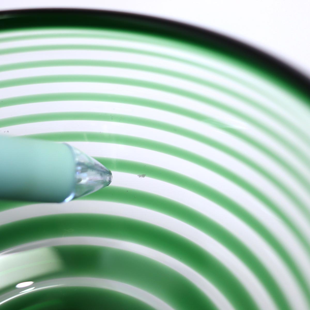 船木倭帆 ガラス製ボウル 緑の縁付き あられ紋 船木倭帆 ガラス製