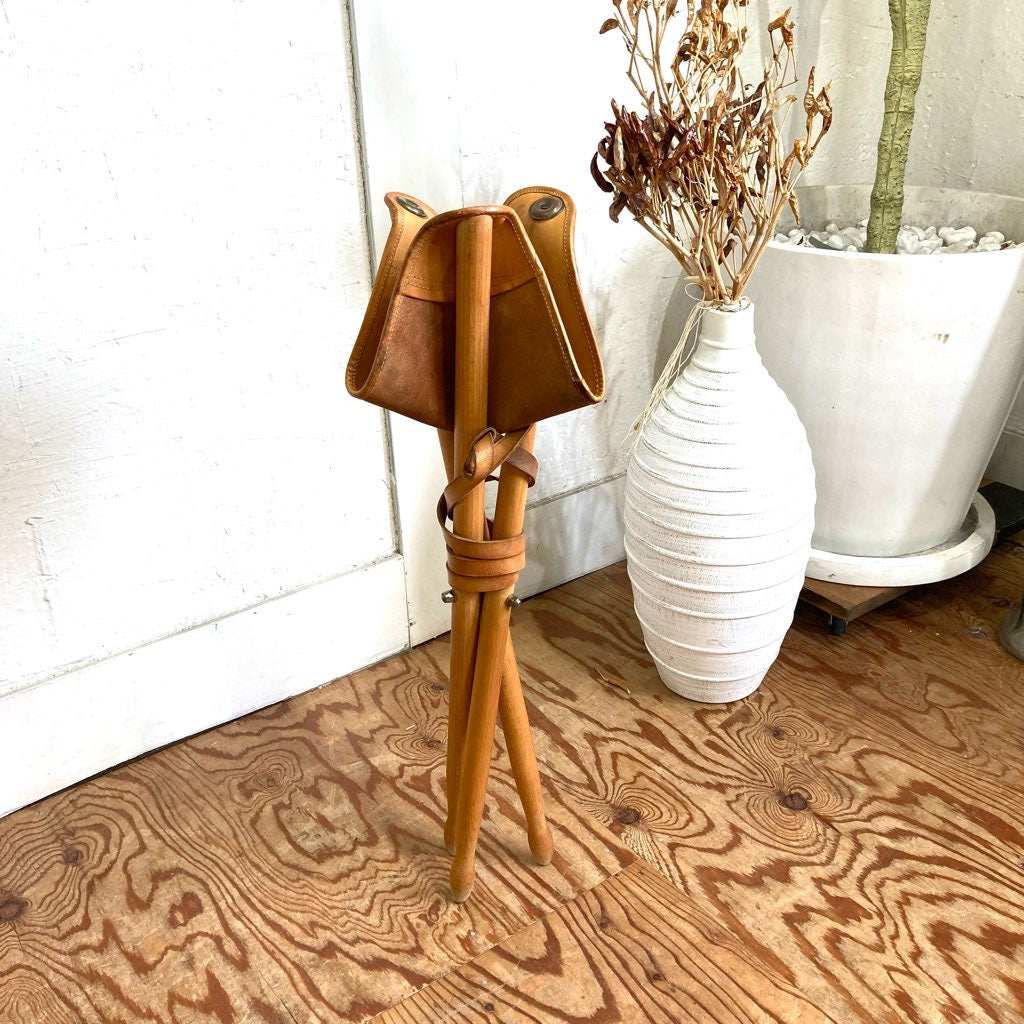 ハンティングチェア スツール 本革 アウトドア キャンプ 中古