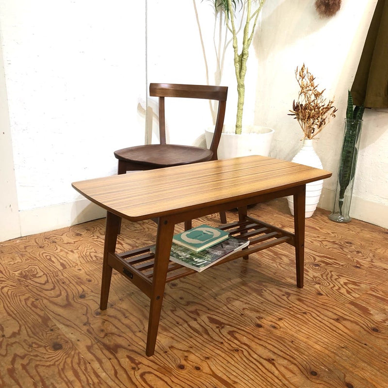 オールドカリモク】 ラタン 電話台 チェスト 籐扉 レトロ 木製