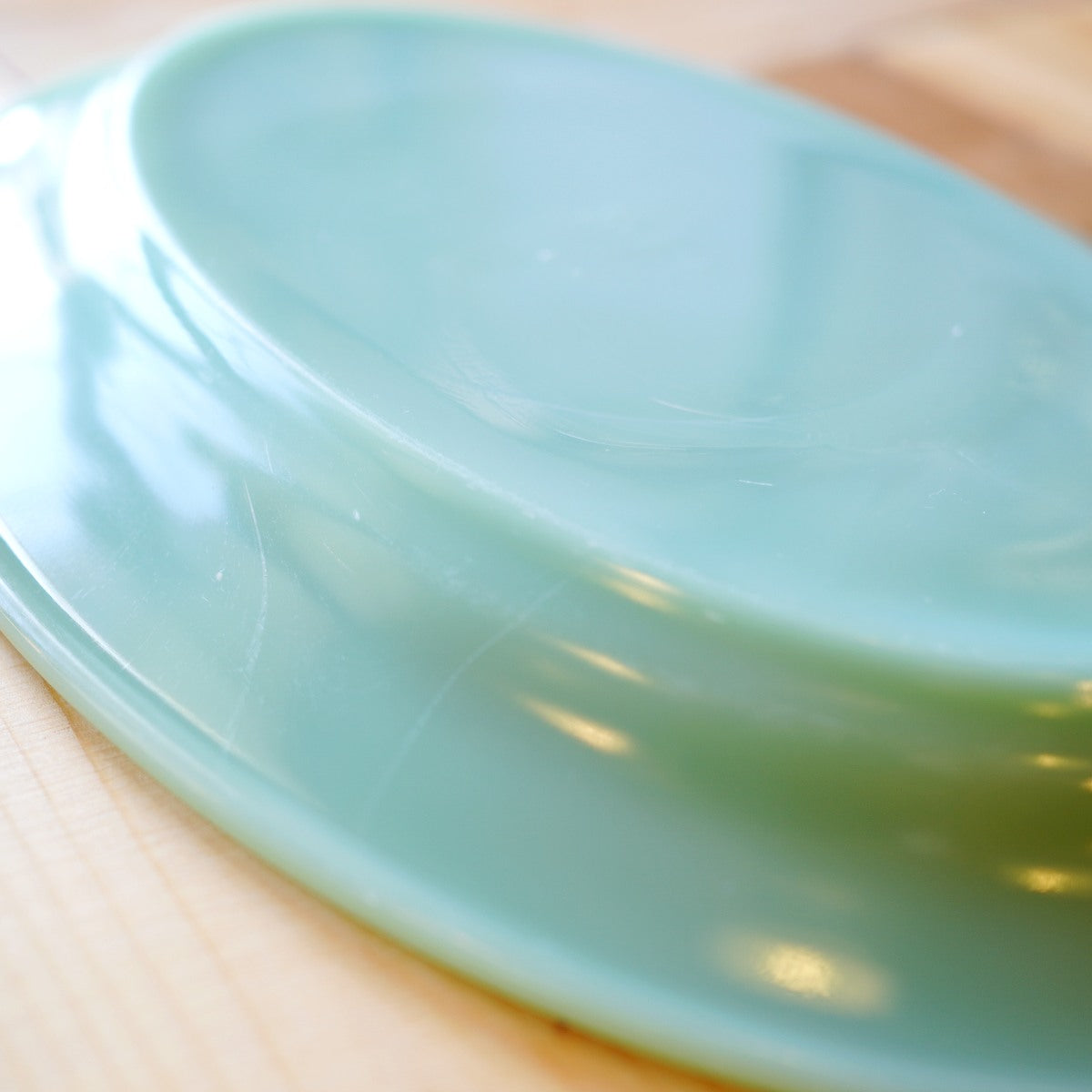 ファイヤーキングジェダイ ミントグリーン ガラス皿 楕円形