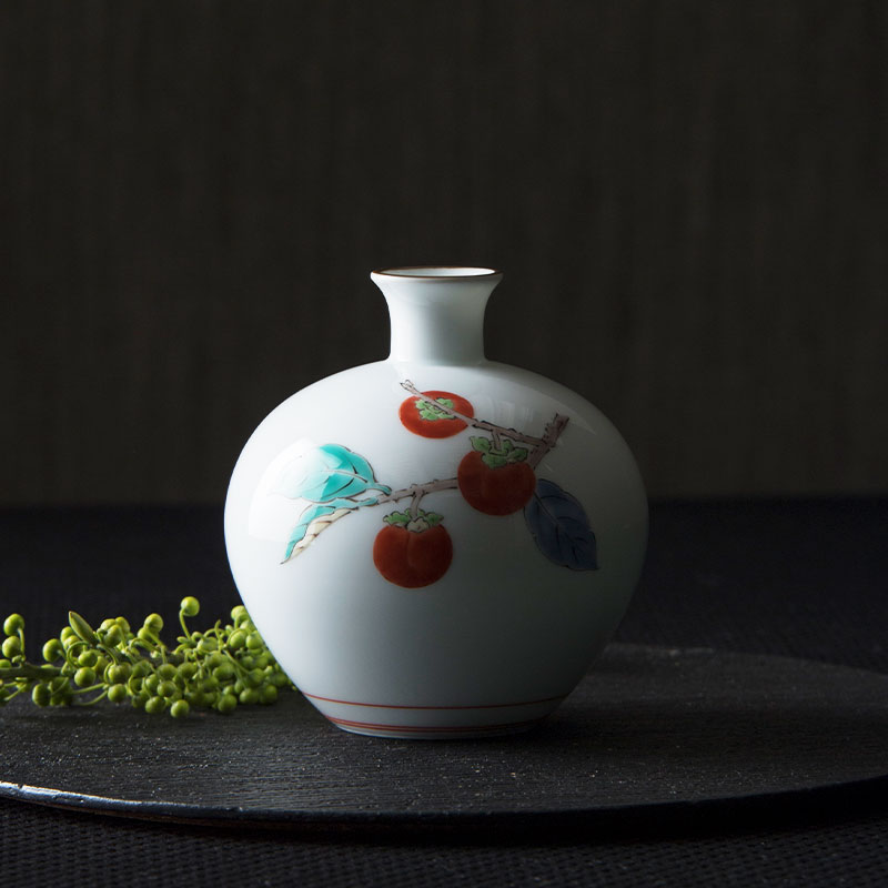 13代柿右衛門 青い花と赤い実の湯飲み 5個セット 13