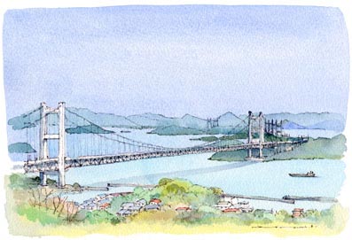 Vol.222 [倉敷市・瀬戸大橋]｜阿部ひろみのギャラリー 水彩画でめぐる