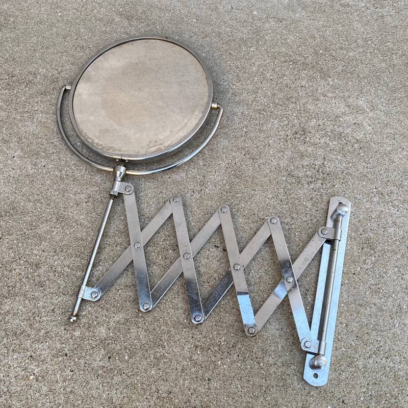 VINTAGE ANTIQUE SHAVING MIRROR SCISSOR ARM ヴィンテージ