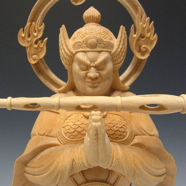 2326時代不明古い仏像⬛️韋駄天/勝負運⬛️木像木造置物御守お守り