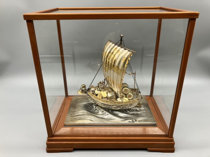 関武比古 作『銀製 宝船』 ｜骨董品買取 緑和堂