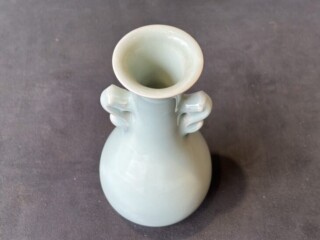 京都 【清水焼】青磁花入 名人 三浦竹軒（みうら ちくけん）作 木箱付