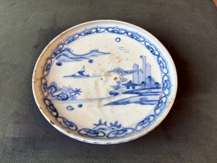 アンティーク・天保10年】 古伊万里 染付 藍染 三ツ丼 木箱付き