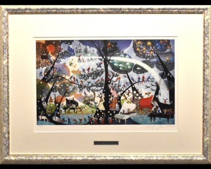 真作□藤城清治 版画 大作 こびとの楽園 キャンバスにジクレー□絵画