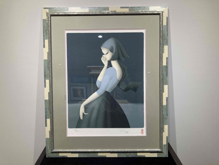 東郷青児 赤い塔 シルクスクリーン 直筆サイン 印章有り