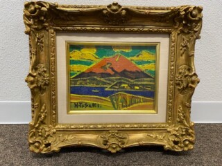 田崎広助『朱富士』リトグラフ E.A 1986年 額装◇状態綺麗です 田崎