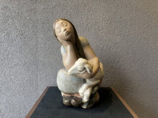 彫刻家 玉野勢三作 ブロンズ像 「ゆめ」 大理石台座 M R6096彫刻家