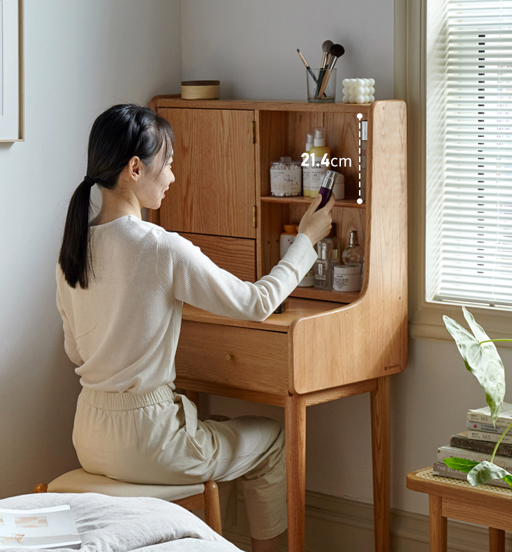 幅64テーブル 天然木 ドレッサー 鏡台 無垢材