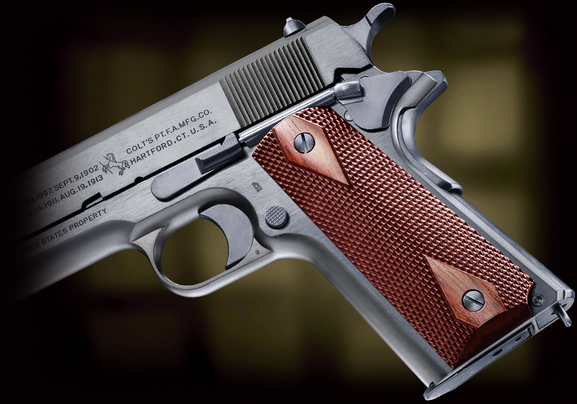 完売】WA【コルト】M1911 ブラックアーミー 木製グリップ付 【WESTERN
