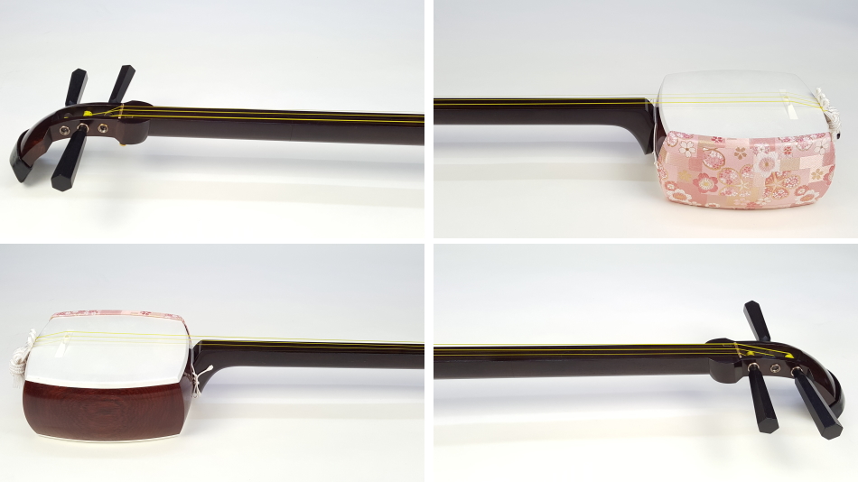 美品◇民謡三味線◇紅木 中棹 東さわり 皮破れ無し 鼈甲撥／駒／替え弦