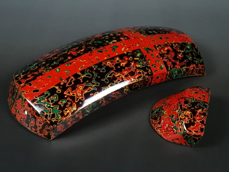 津軽三味線用、津軽塗り胴掛、浅葱グラデーション 津軽三味線用、津軽