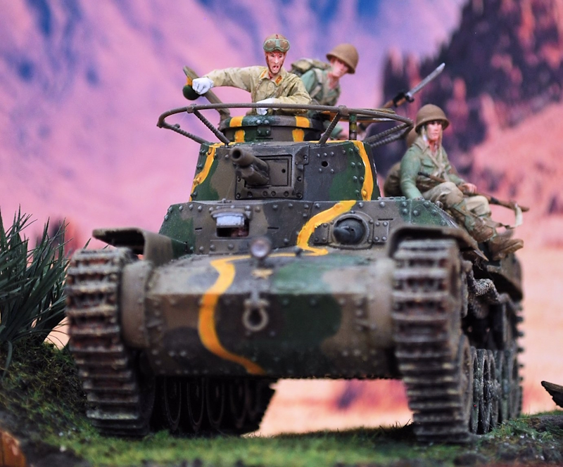 タミヤ 九七式中戦車 ジオラマ タミヤの九七式中戦車（新砲塔チハ）で