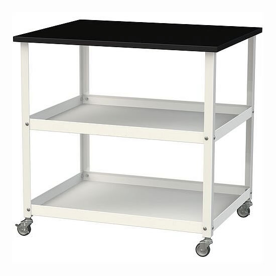 耐薬品天板実験作業台ワゴン台車(W750×D600×H738mm棚板2枚付)/M651KTC