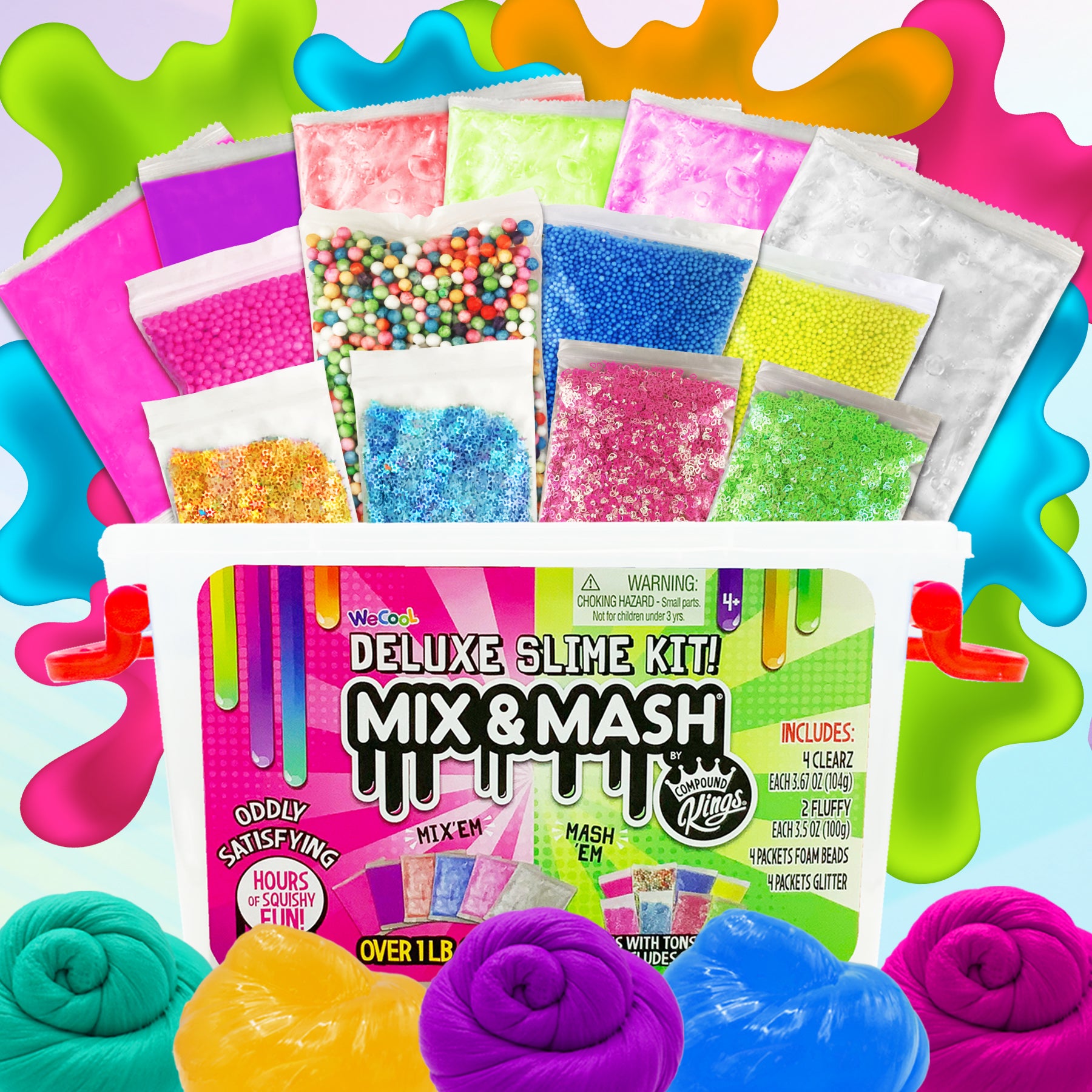 COMPOUND KINGS Mix & Mash Tub Pink - Colorful Fluffy Slime, Clearz