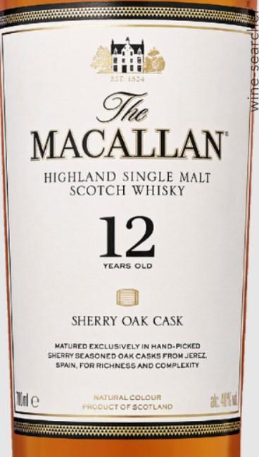 The Macallan Sherry Oak Cask 12 Year Old Single Malt Scotch Whisky