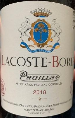 2018 Chateau Grand-Puy-Lacoste 'Lacoste-Borie', Pauillac, France