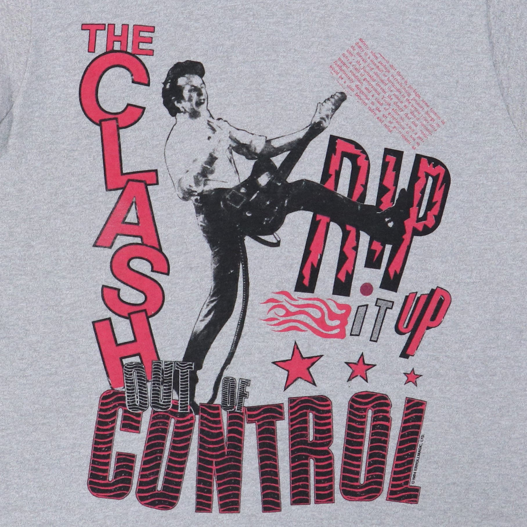 Original vintage 1984 The Clash Joe Strummer Out Of Control Tour