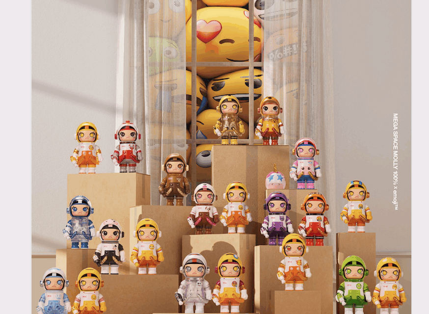 POP MART's MEGA SPACE MOLLY 100% x emoji® Blind Box Series Lands