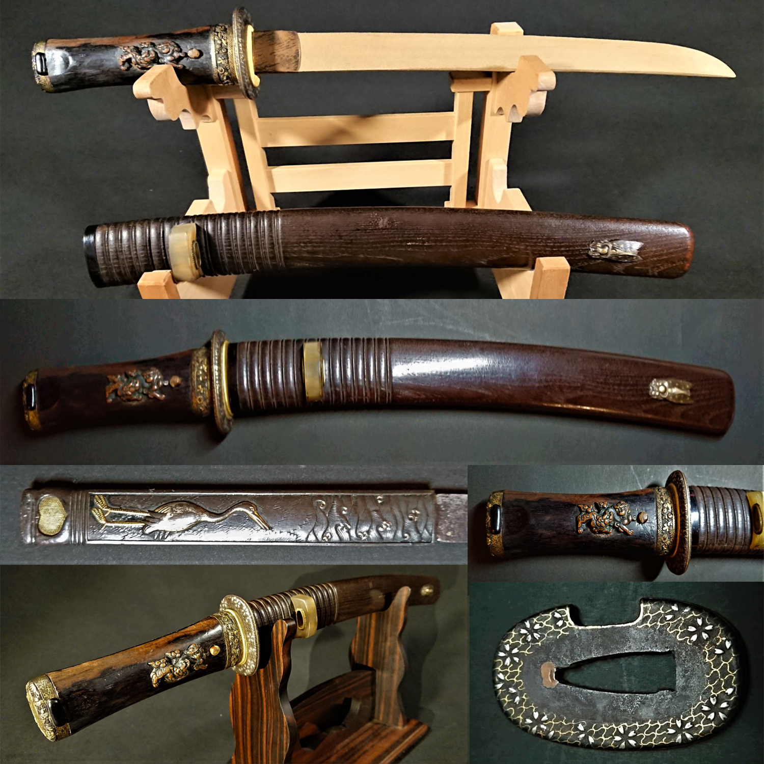 目貫 （兜モチーフ・軍配） 日本刀 刀装具 骨董 アンティーク 目貫