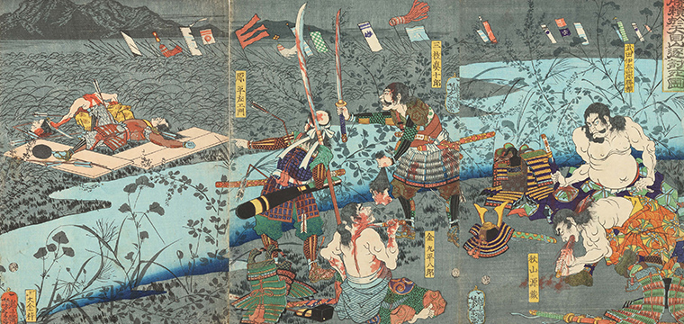 月岡芳年 作 「勝頼於天目山遂討死図」（武者絵）／ホームメイト