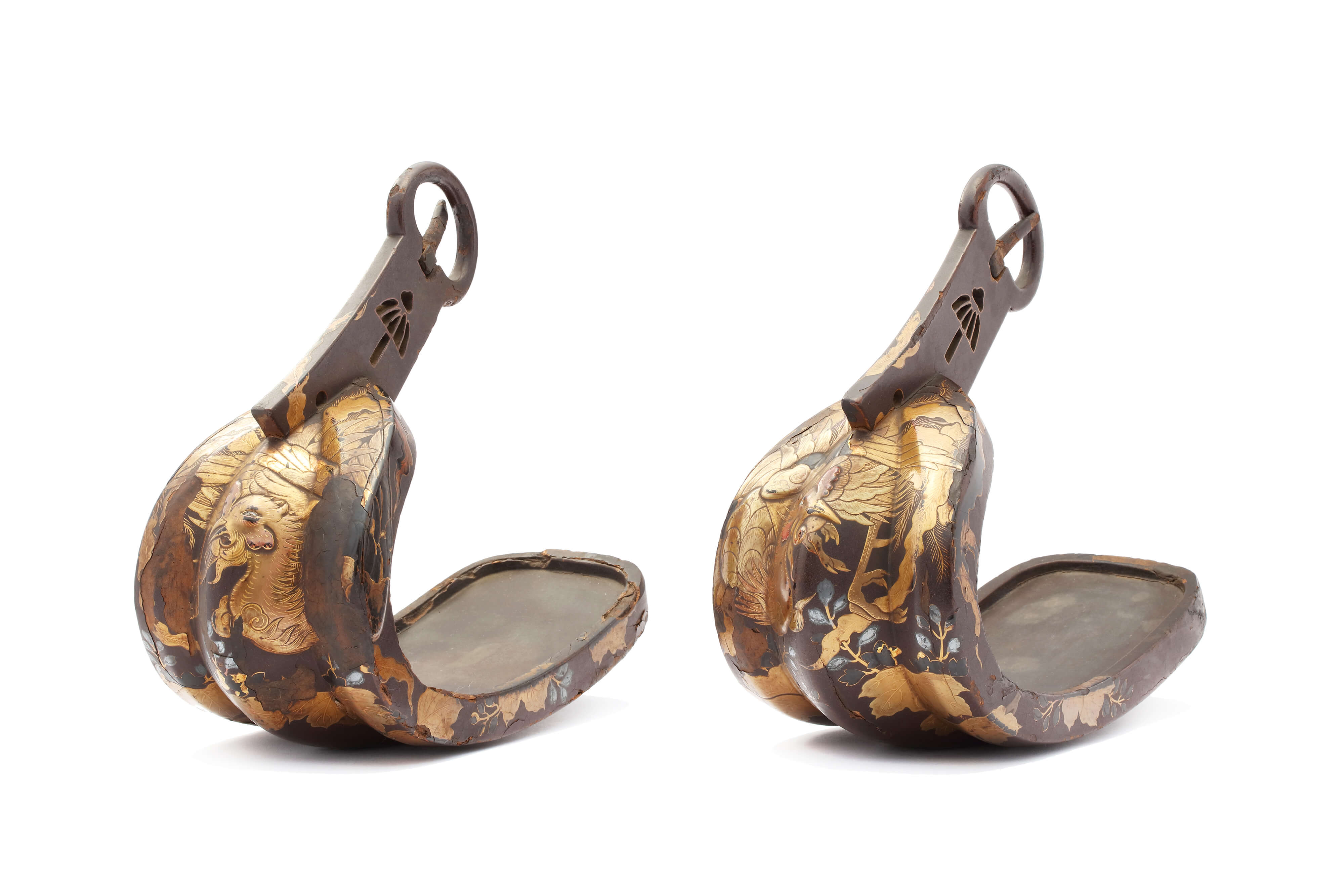 無銘 黒漆地桐鳳凰文金高蒔絵両笑鐙／ホームメイト