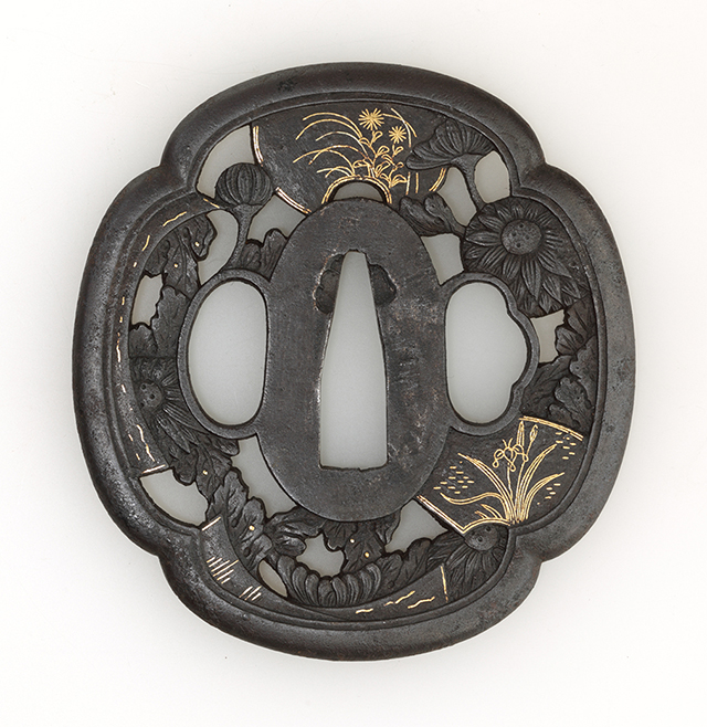 鍔 鉄地大根図鐔 重◯ 象嵌 日本刀 刀装具 骨董 古美術 江戸時代