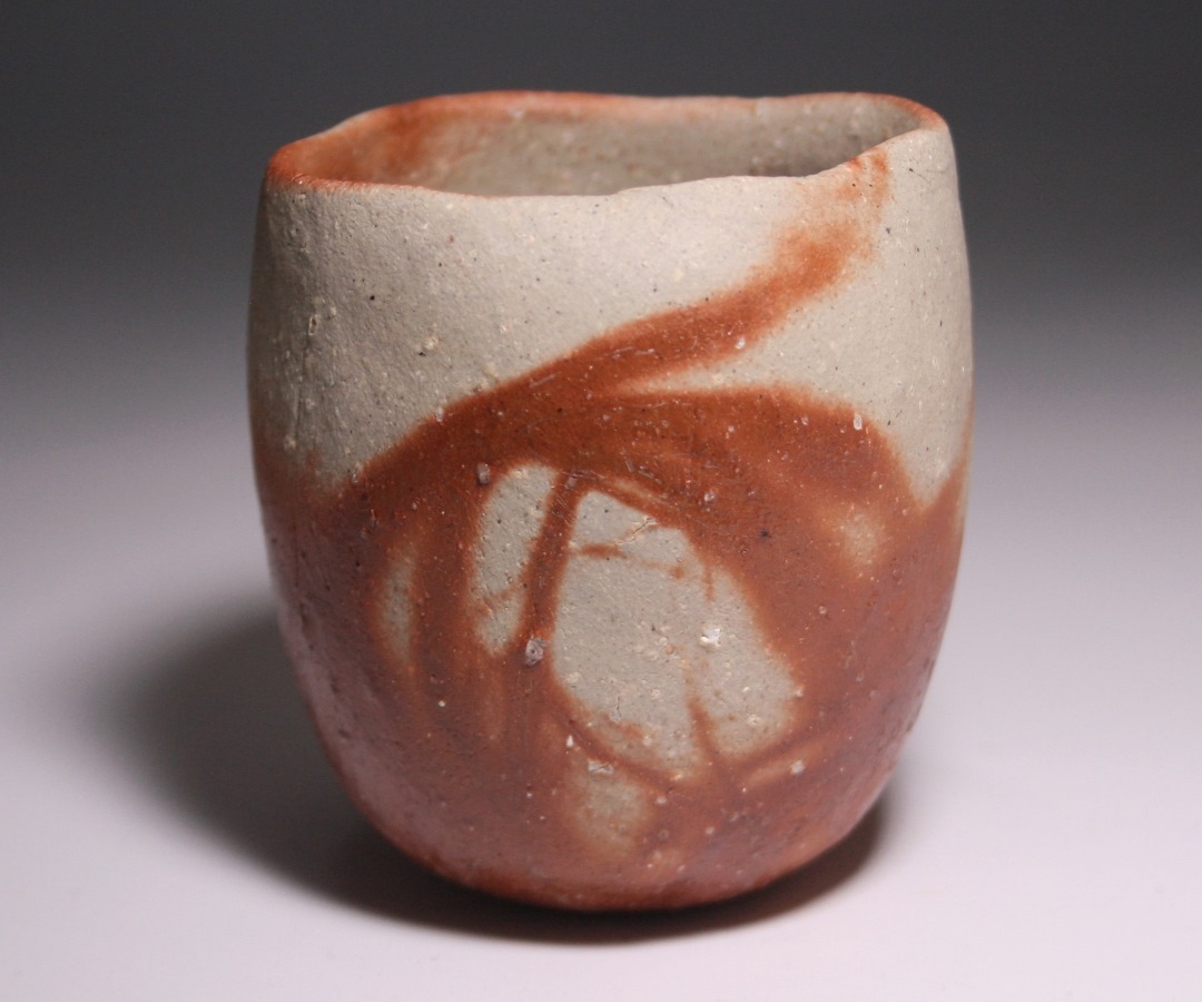 限定品、備前陶芸家、伊勢崎晃一郎、窯変赤緋徳利、共布、栞付き 限定