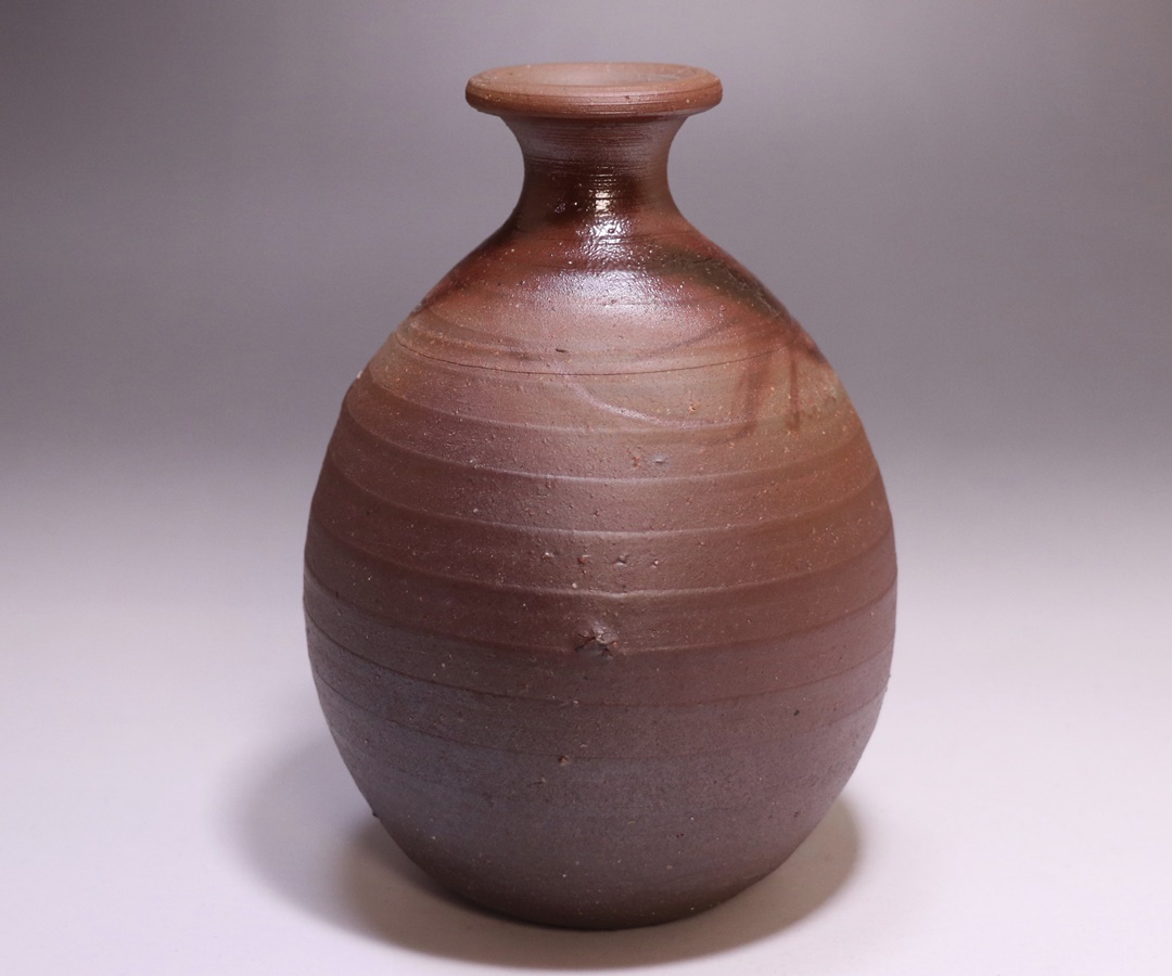 藤原雄 備前焼 人間国宝 丸花瓶 筒花瓶 備前花入 骨董 陶芸 藤原雄