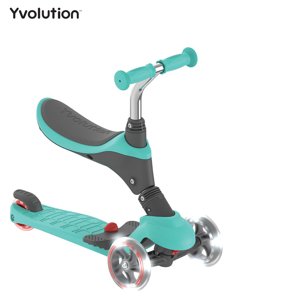 YVOLUTION YGLIDER 3in1 キックスクーター グリーン ハンドル付き 3輪