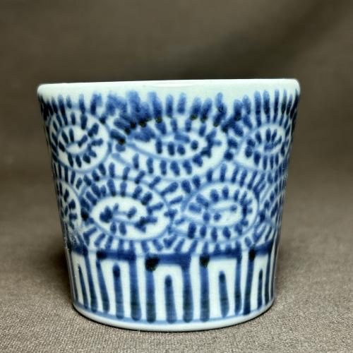 古伊万里 染付 蛸唐草 小猪口 覗き 向付 江戸時代 骨董 金継ぎ