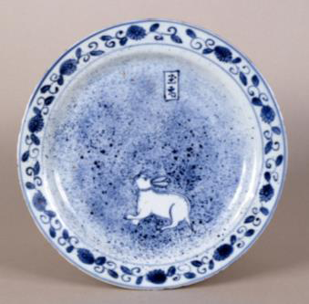 古伊万里 伊万里焼 うさぎ 染付 1客 古伊万里 染付平皿 兎柄 | 古物屋