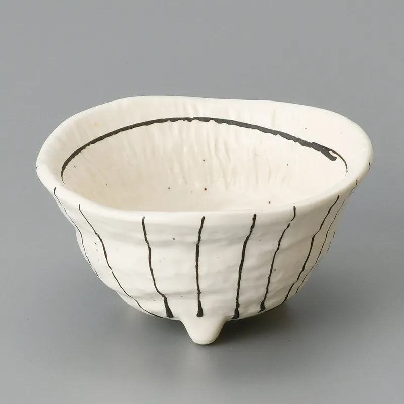 ストライプ（白）三ツ足小鉢(和食器,鉢もの,小鉢)|食器通販の陶磁庵