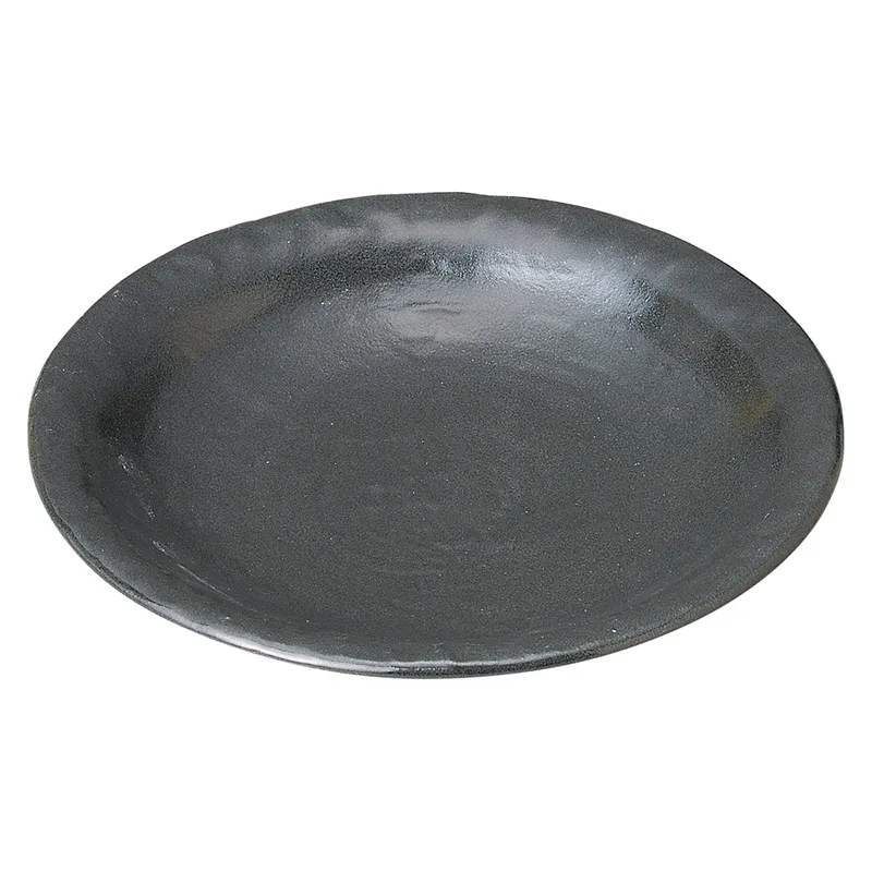 A892-2/伊藤麻沙人 造/黒釉笹文皿/大皿/長皿/飾皿/