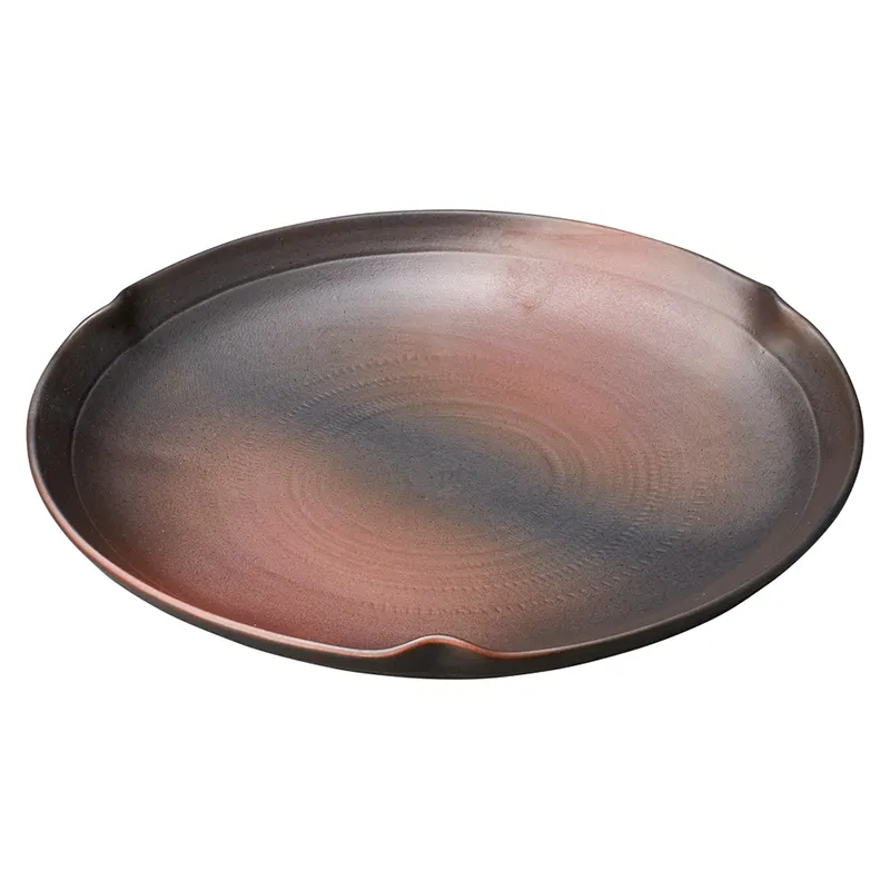 備前焼 大皿と取皿 備前焼締（強化） 三ツ押6.0皿(和風丸皿(