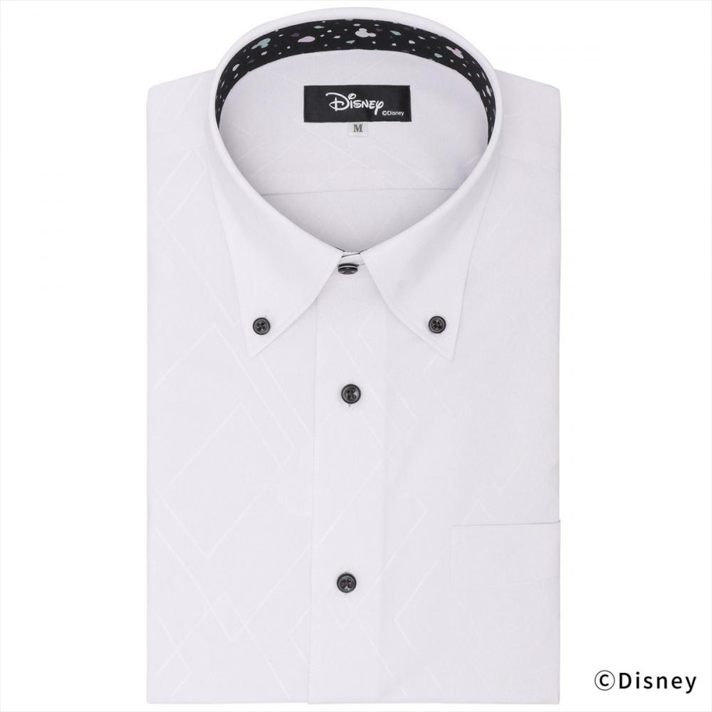 ディズニー】 ボタンダウン 半袖 形態安定 ワイシャツ(S ライトピンク