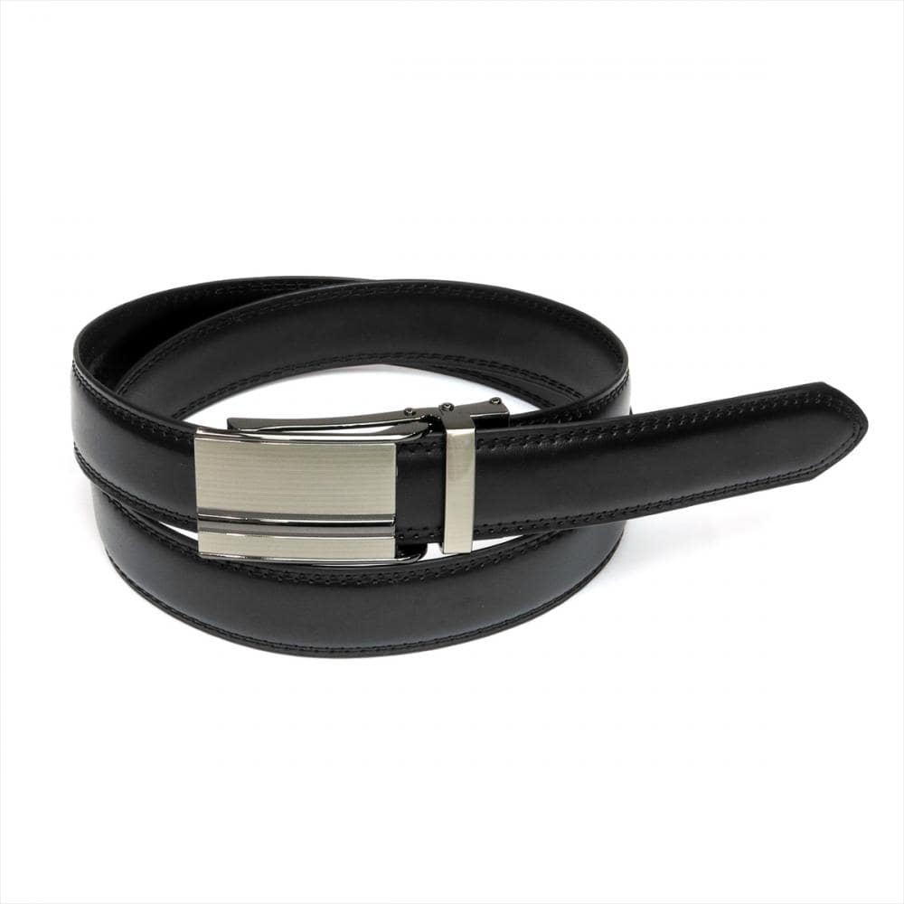 ベルト 牛革 リールロック式 サイズ調節可能 ブラック系 95cm メンズ