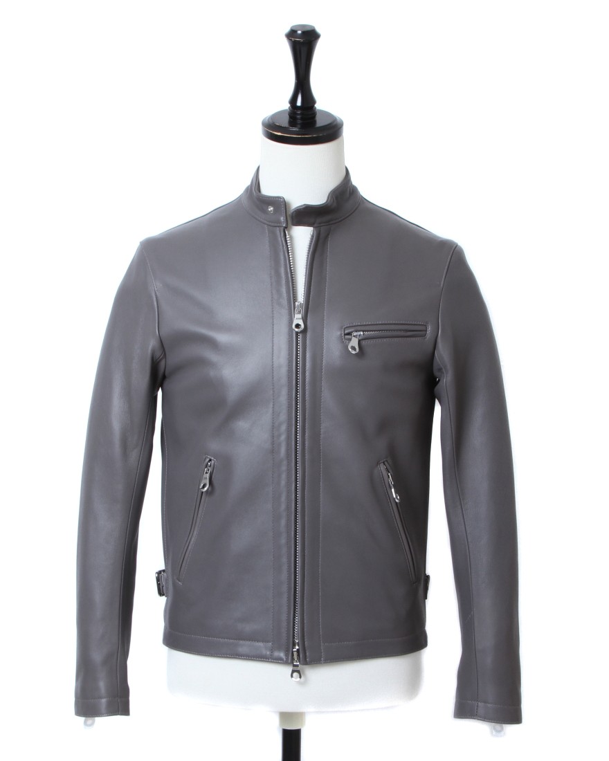 CINQUANTA / スタンドカラー シングルライダースジャケット 46サイズ