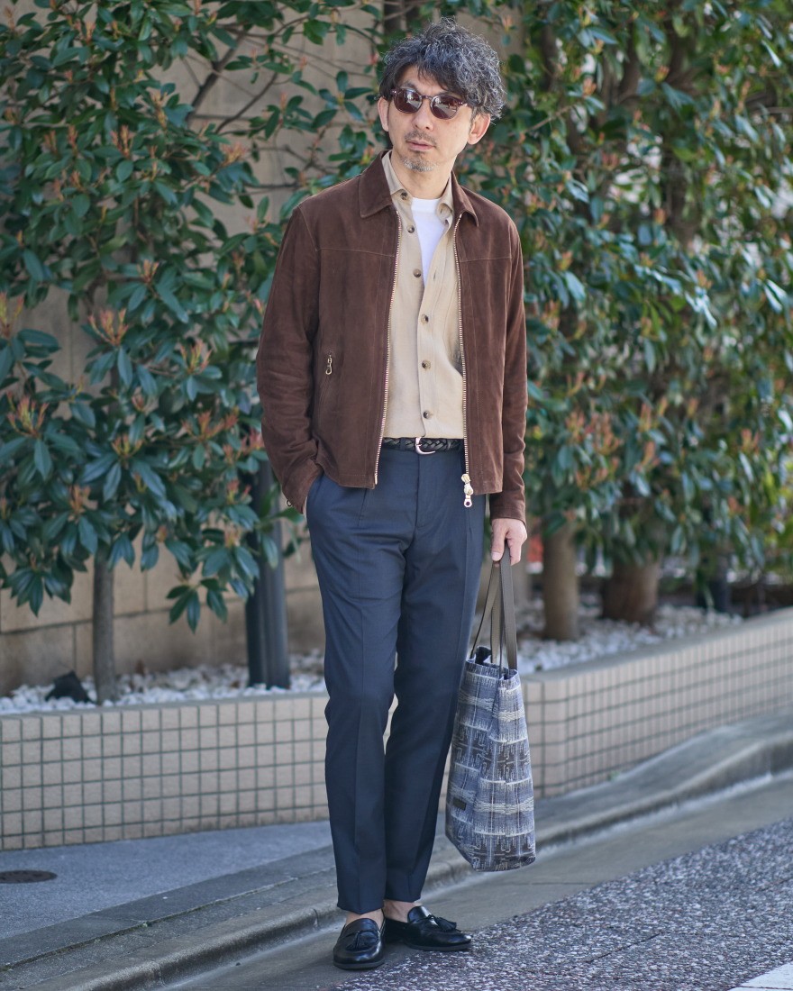 ゴートスエード レギュラーカラー シングルライダース【SINGLE RIDERS