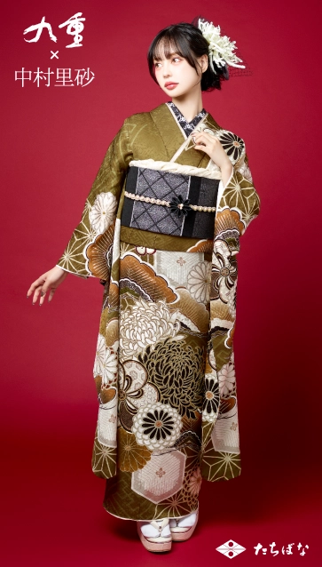 九重 × 中村里砂の振袖-抹茶色|成人記念の新作振袖ご