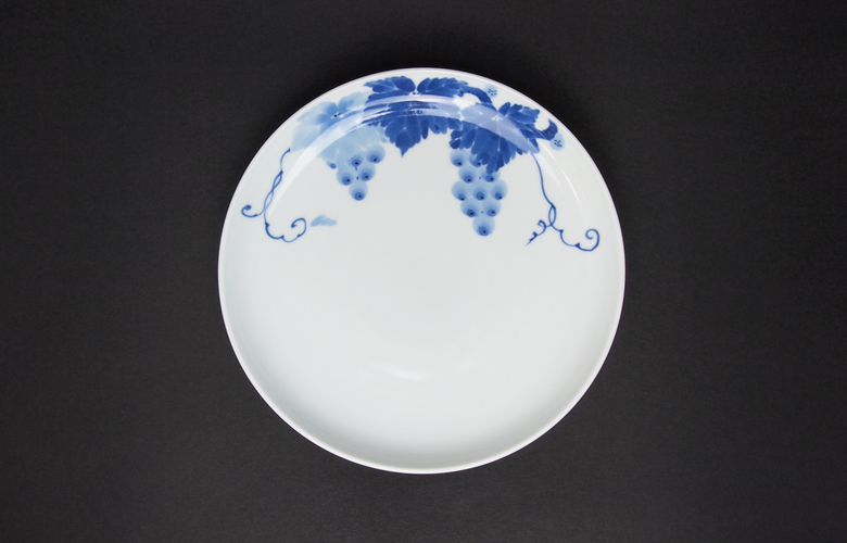 中国清朝時代 青花八寸皿 直径23.7㎝ タサチ 東さ7-0222☆2F 中国清朝